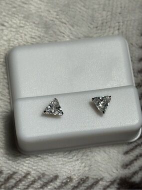 925 Sterling Silver Triangle Clear Cubic Zirconia Stud Earrings